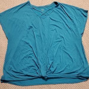 Avenue Caged Neck Twist Front Tee